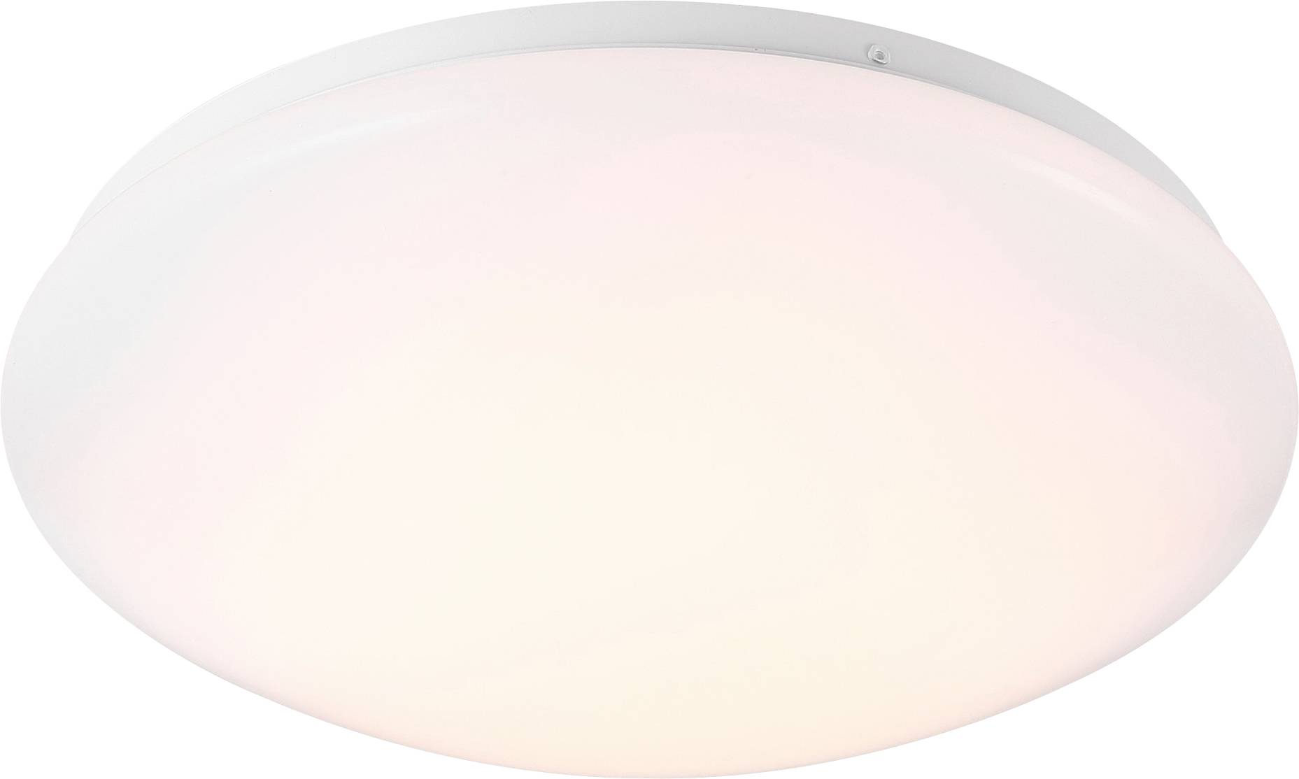 Un luminaire de plafond blanc rond, encastré, avec une finition givrée lisse pour une distribution lumineuse uniforme.