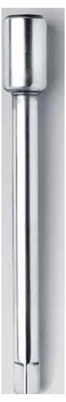 Une tige métallique brillante avec un manche cylindrique, possiblement un outil ou une pièce de machinerie.