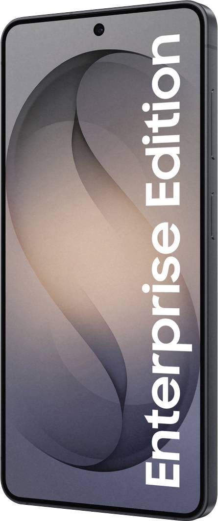 Un smartphone avec le texte « Enterprise Edition » sur l'écran et un design courbé en arrière-plan.