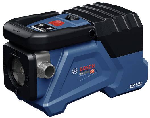 Blaue und schwarze Bosch ProPower Vakuumpumpe mit robustem Design, ausgestattet mit einem Griff, Steuertasten und Branding auf der Seite.