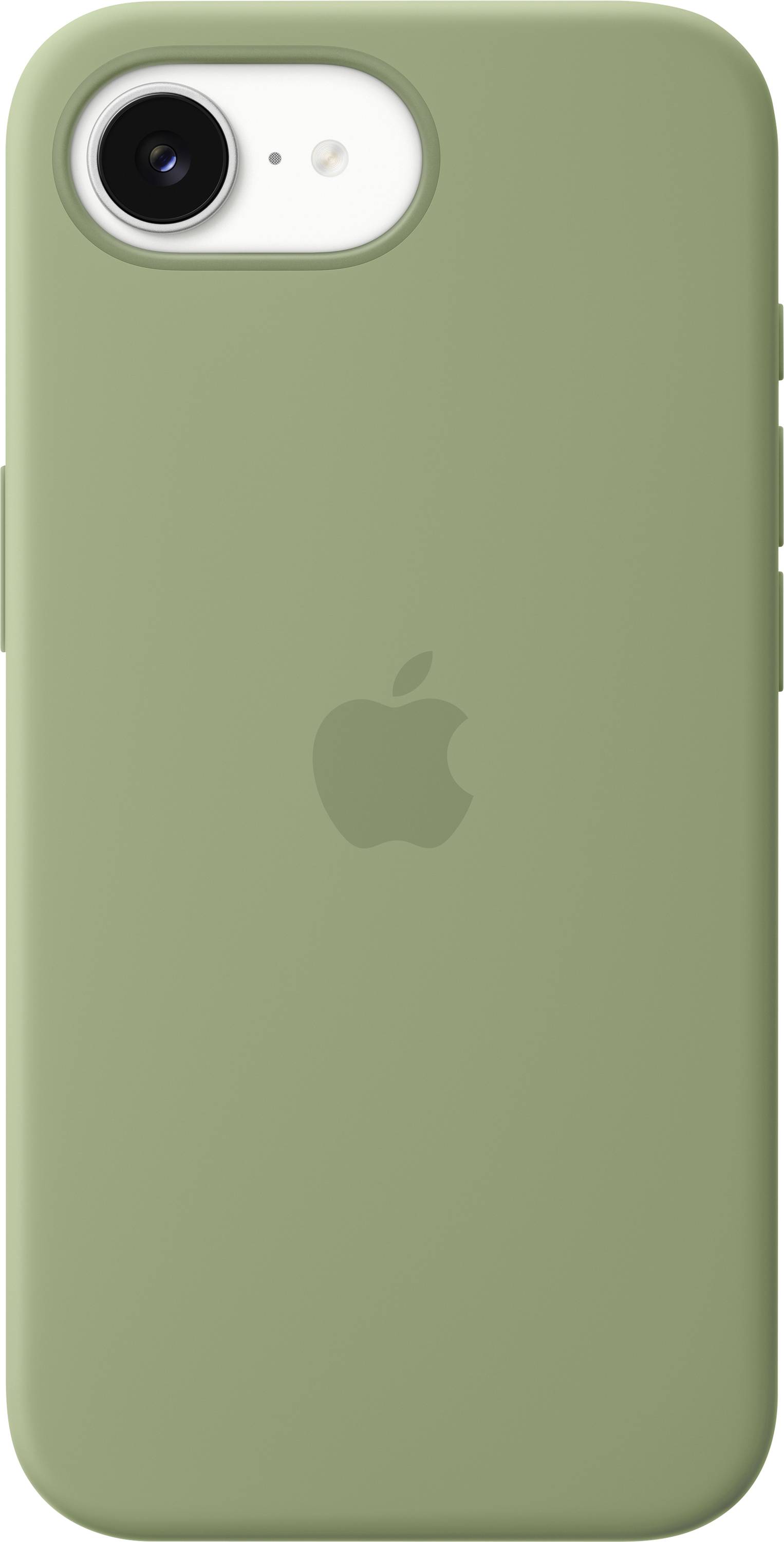 Un étui de smartphone vert avec le logo Apple, conçu pour un modèle d'iPhone.