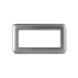 Cadre rectangulaire argenté aux bords arrondis, espace central ouvert.