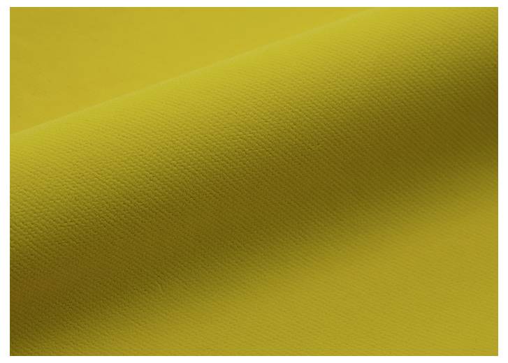 Une vue rapprochée d'un tissu textré jaune, montrant sa trame détaillée. Le tissu est éclairé uniformément, mettant l'accent sur sa surface lisse et vibrante.