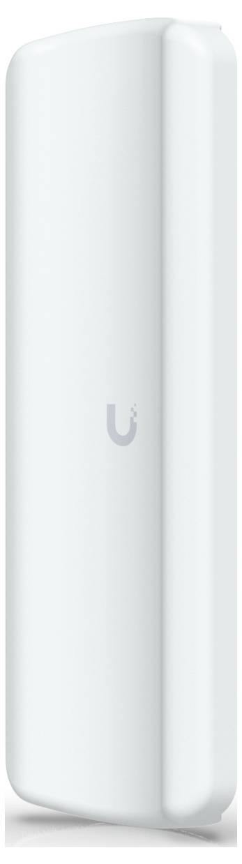 Un appareil sans fil blanc et rectangulaire avec une surface lisse, présentant un petit logo 
