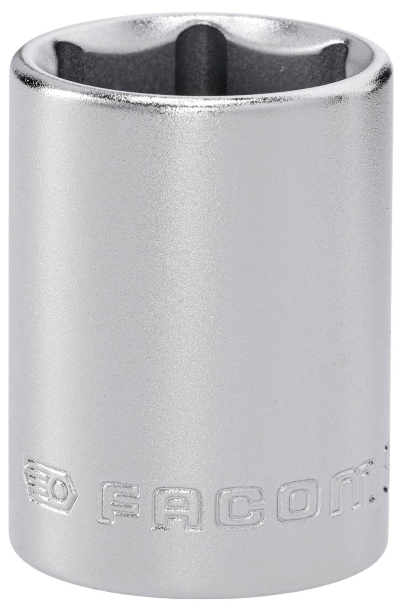 Une clé à douille hexagonale en acier, de marque 'Facom', utilisée pour serrer ou desserrer des écrous et des boulons, présentée en position verticale.