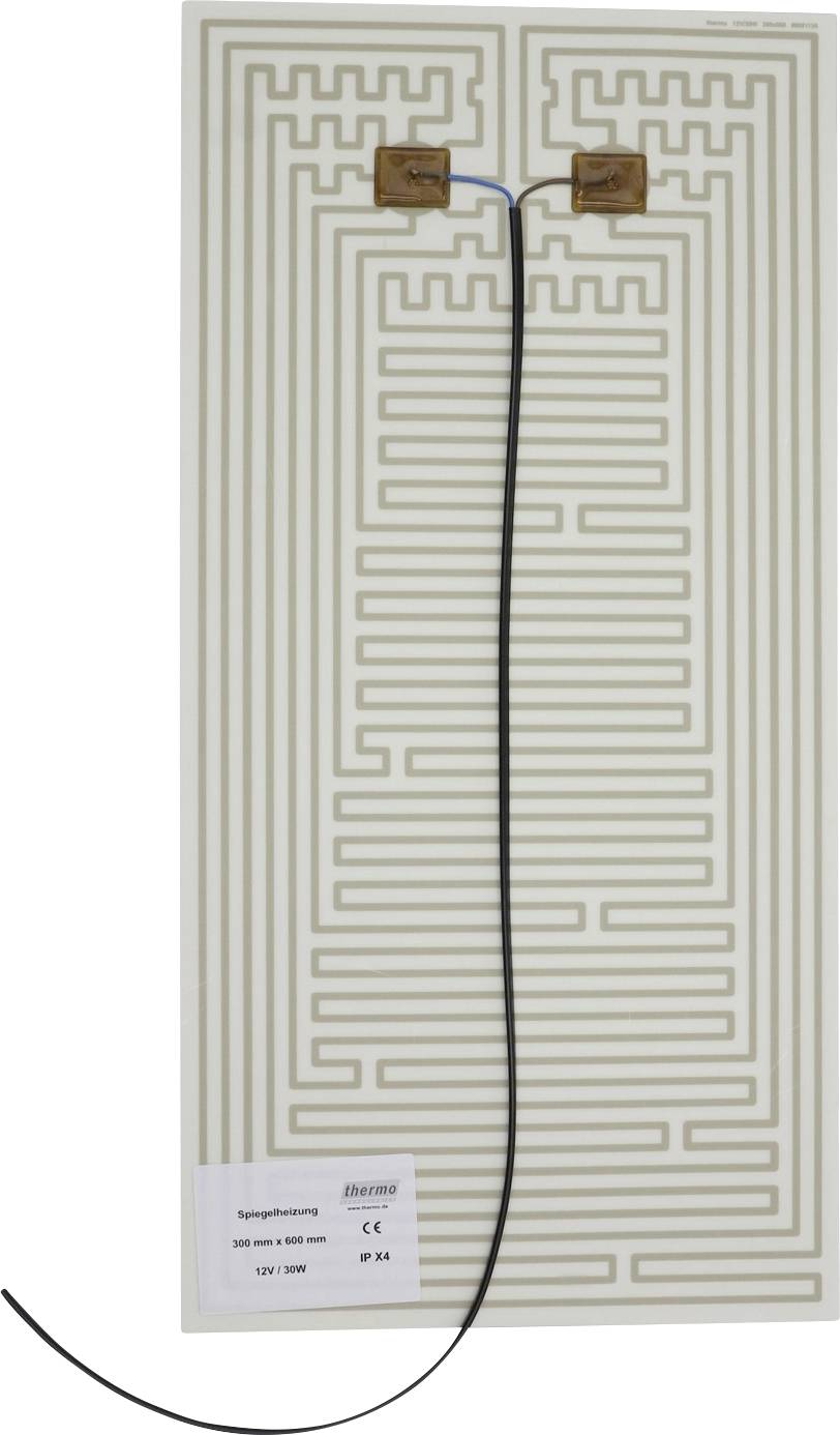 Une longue antenne rectangulaire ou étiquette RFID avec un circuit imprimé beige en forme de labyrinthe et un câble noir attaché près du haut.