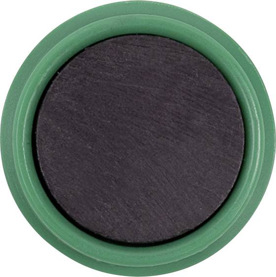 Bouton ou capuchon vert rond centré sur un fond uni clair.