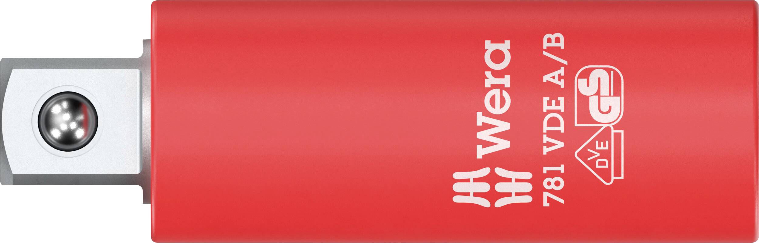 Manche de tournevis isolé VDE Wera 781 Red A/B avec tige métallique et logo sur le côté.