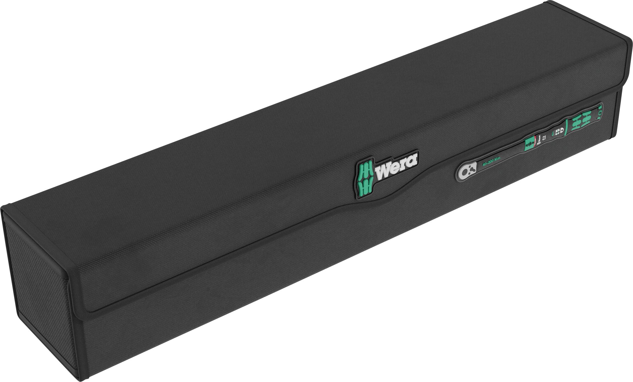 Mallette à outils rectangulaire noire Wera avec le logo Wera et l'étiquette produit sur le devant.
