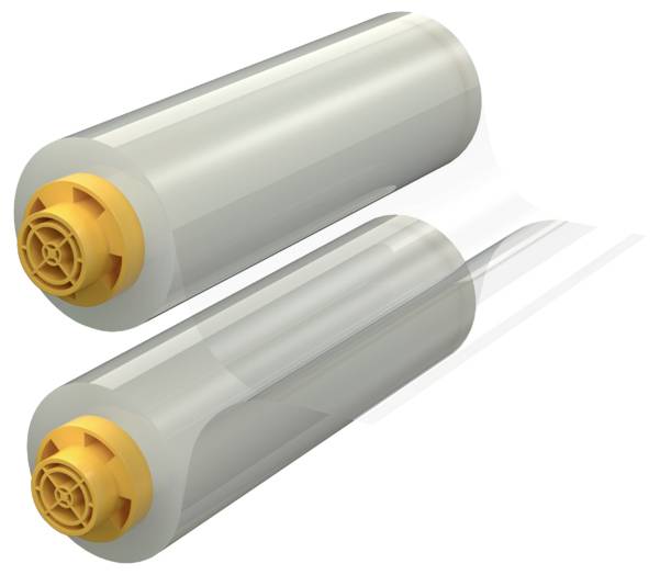 Deux cellules de batterie cylindriques avec des bouchons de connecteur orange, présentées l'une au-dessus de l'autre sur un fond blanc.