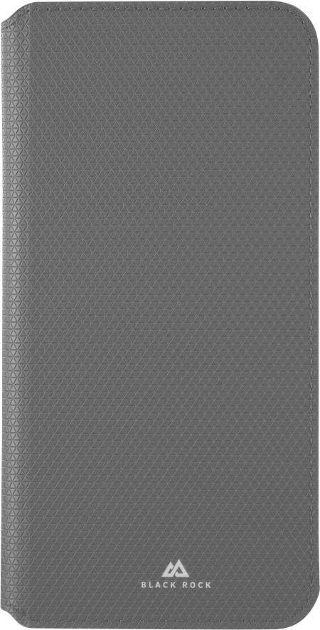 Étui de smartphone gris texturé avec des coins arrondis et un petit logo Black Rock près du bas, présenté sur un fond blanc.