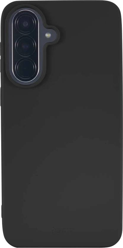 Étui de smartphone noir avec une découpe surélevée pour triple caméra verticalc près du coin supérieur gauche.