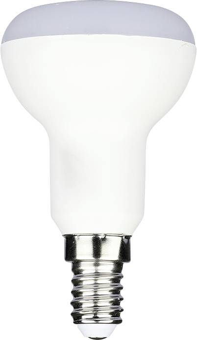 Ampoule LED avec un dôme blanc givré et une base à vis sur fond uni.