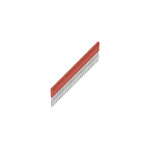 Red plastic dual-row pin header connector, shown diagonally on a white background.