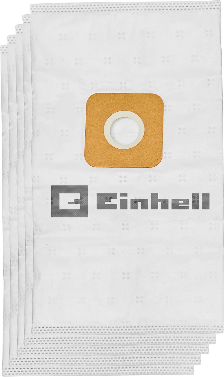 Pile de sacs à poussière blancs pour aspirateur Einhell avec patch connecteur circulaire orange et logo