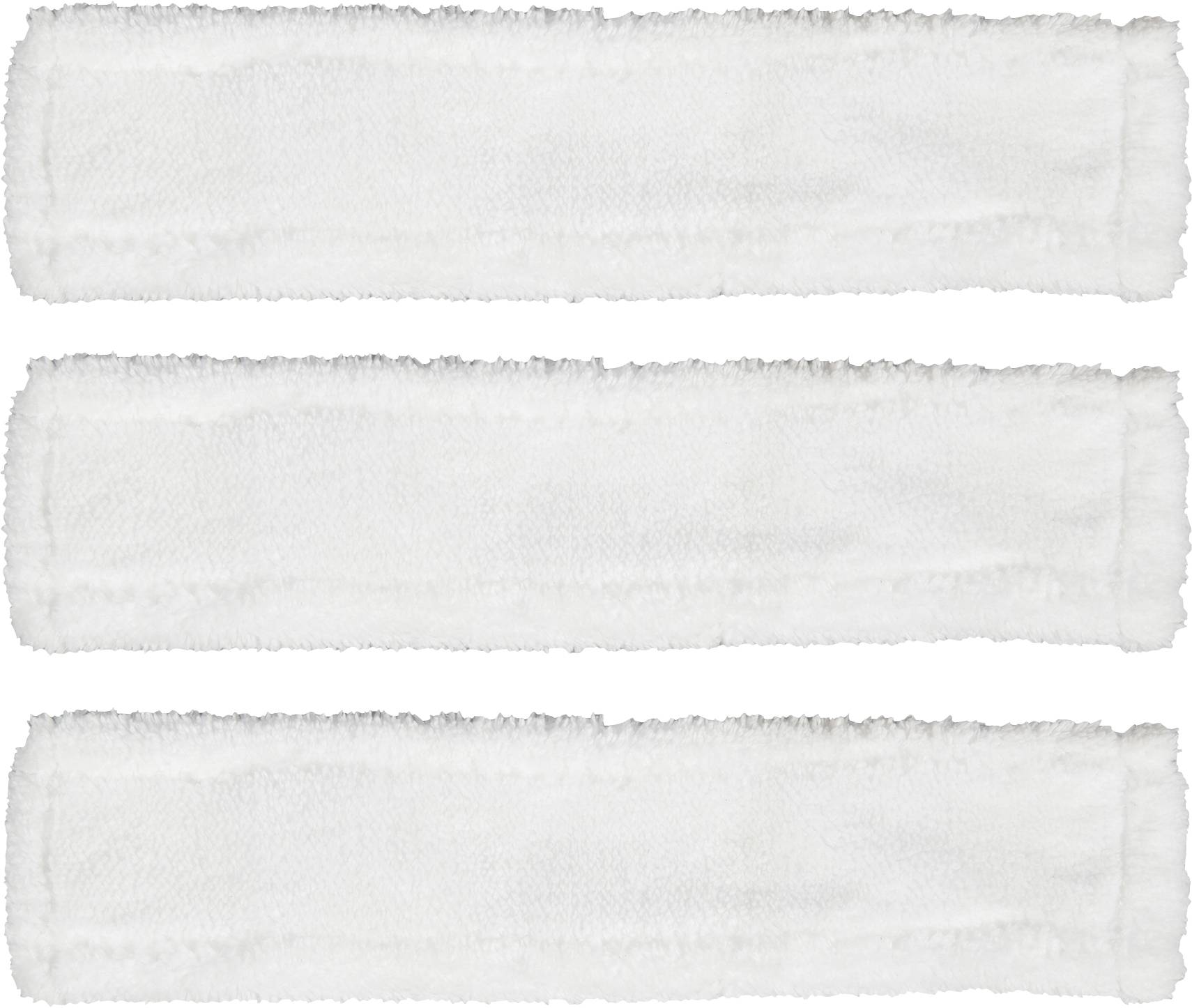 Trois bandes de papier aquarelle blanc vierge aux bords frangés, empilées verticalement sur un fond neutre.