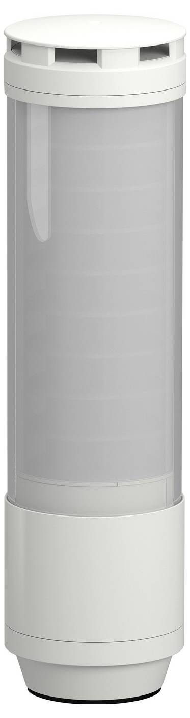 Cartouche de purificateur d'air ou de filtre cylindrique blanc avec un corps gris translucide et des sections supérieure et inférieure ventilées.