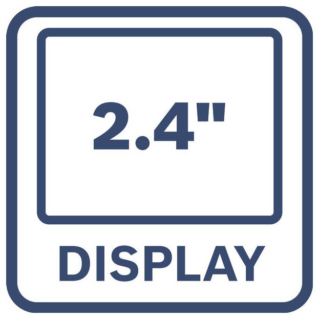 Icône montrant un écran d'affichage de 2,4 pouces, étiqueté « DISPLAY ».