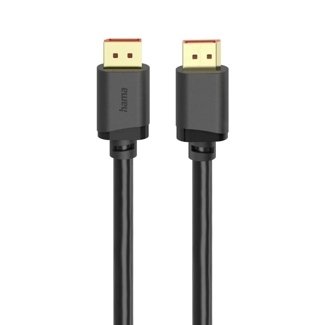 Zwei schwarze HDMI-Kabel mit vergoldeten Steckern nebeneinander auf weißem Hintergrund gezeigt.