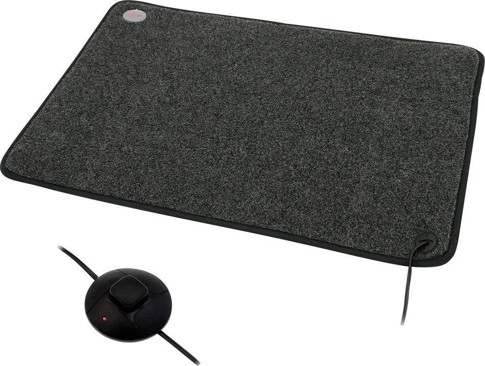 Tapis chauffant rectangulaire pour les pieds avec cordon et commutateur de contrôle rond