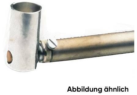 Raccord de tuyauterie cylindrique en métal avec un trou latéral et un tube horizontal attaché sur un fond blanc, étiqueté « Illustration similaire ».