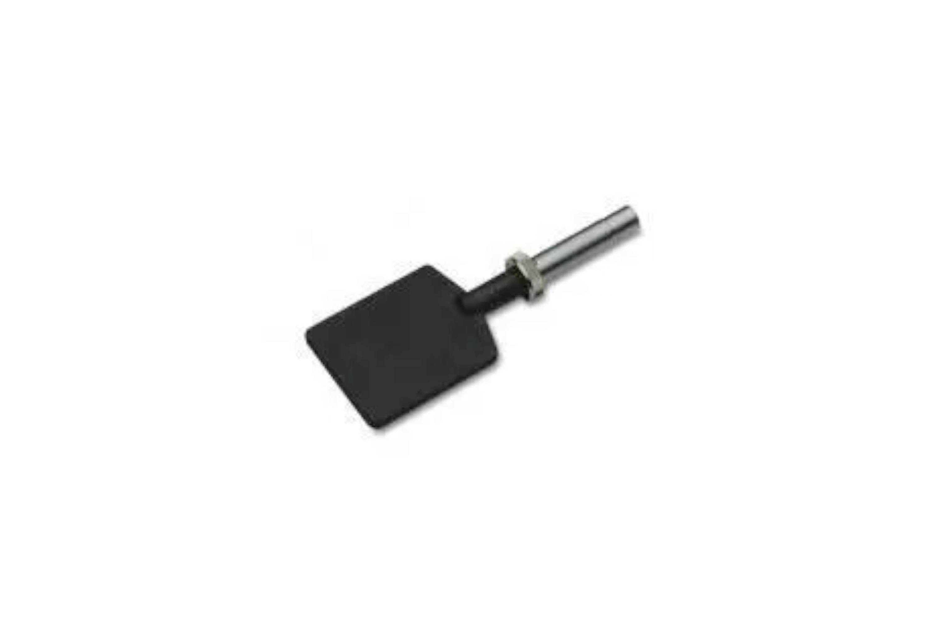 Black rectangular paddle attachment with a short metal shaft on a white background.