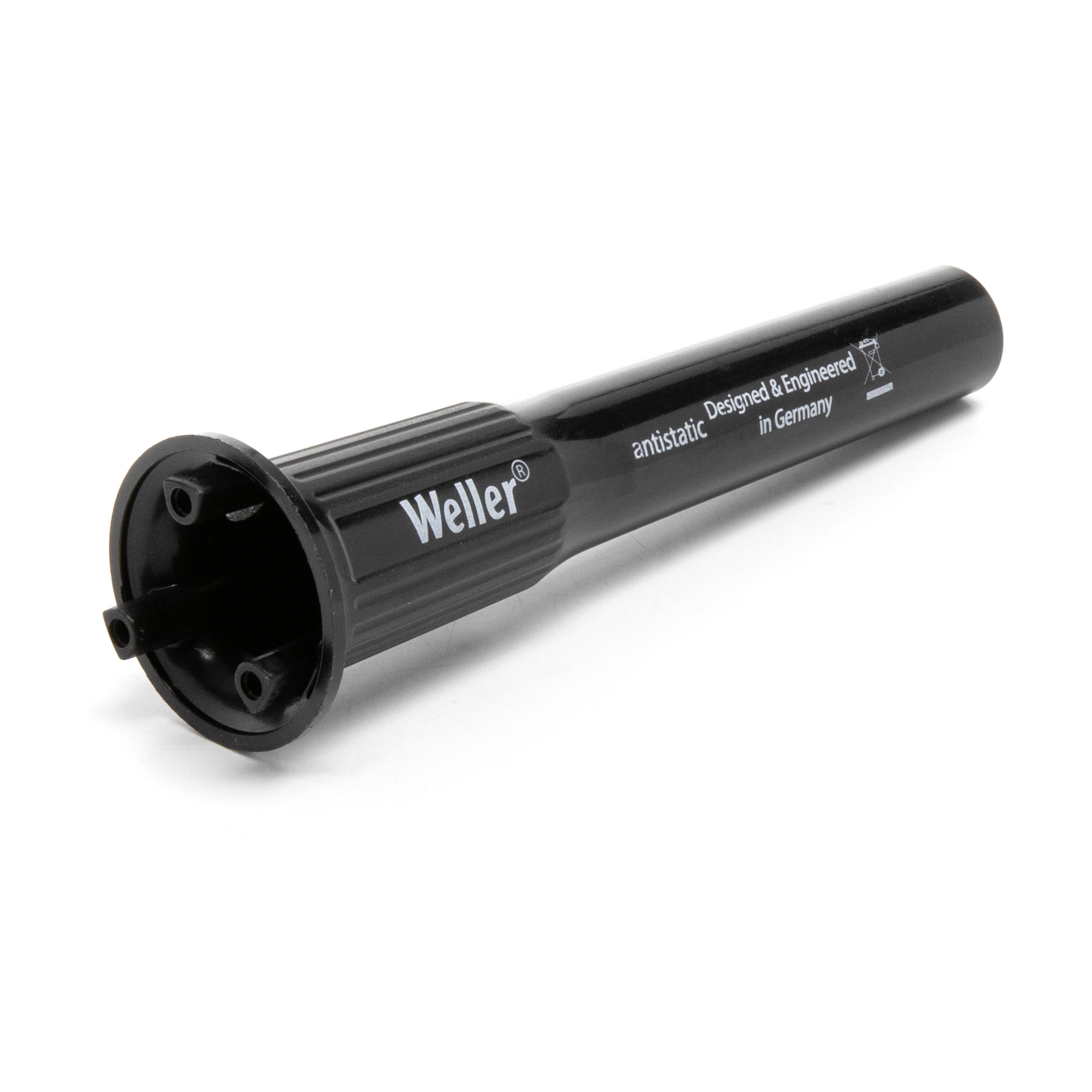 Black Weller antistatic cylindrical tool handle with a flared end and printed 'Designed & Engineered in Germany' text on a white background.