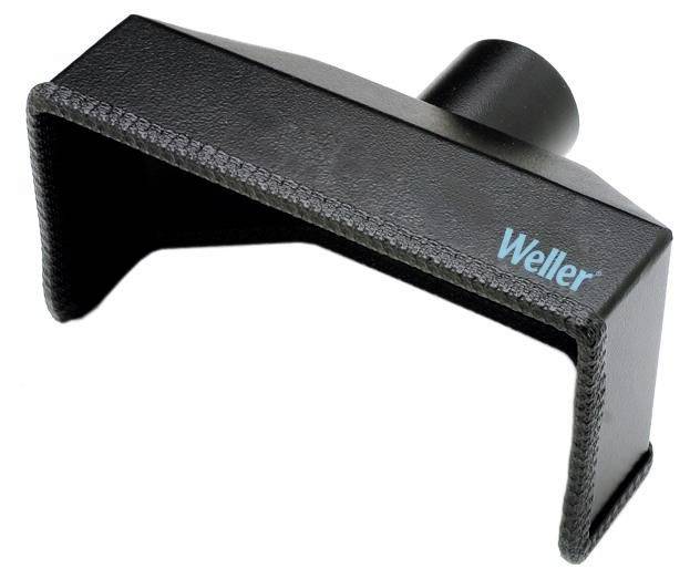 Black Weller soldering iron stand or holder with angled metal frame and cup mount