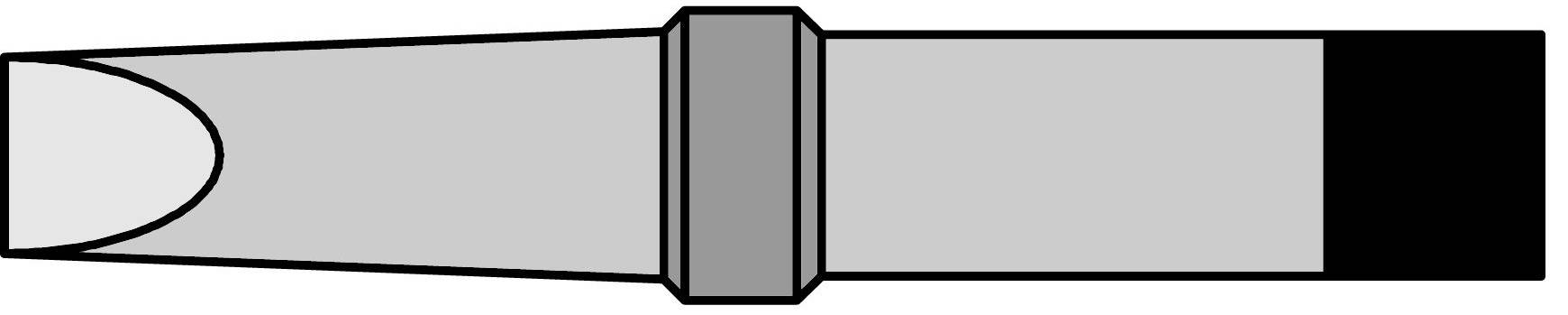 Side-view drawing of a cylindrical tool or handle, light gray with a dark tip and central grip band, on a white background.