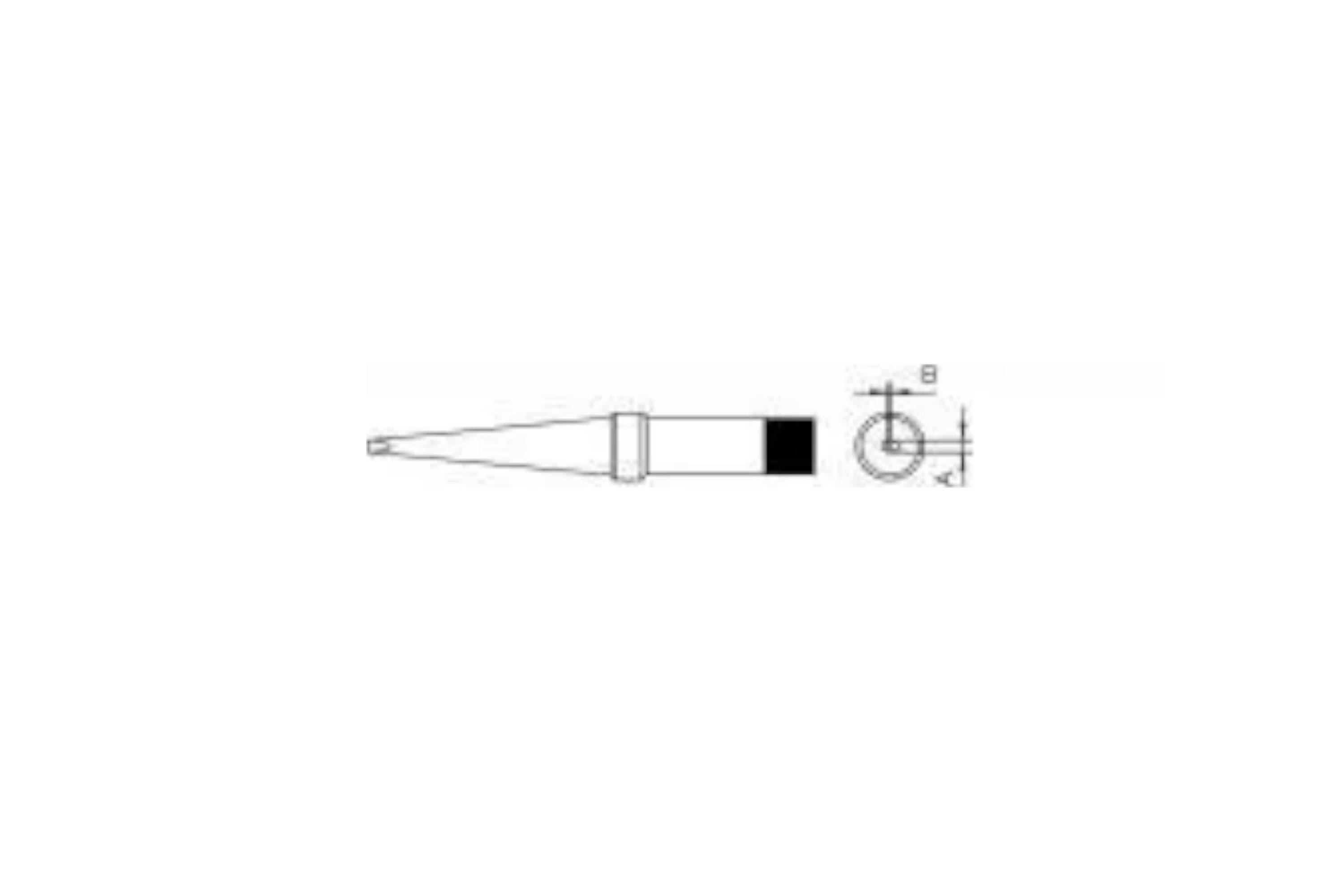 Technical drawing of a tapered cylindrical part shown in side and end views, with the end view labeled B and a diameter dimension marked D.