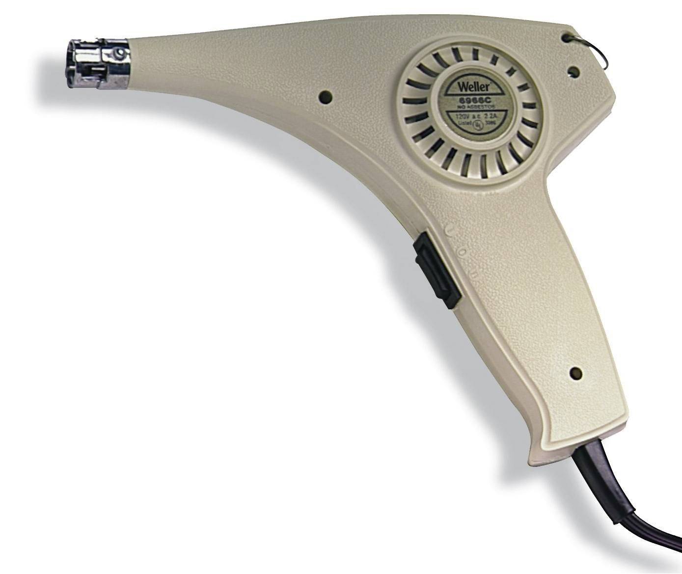 Beige Weller electric soldering gun with pistol grip and cord, shown on a white background.