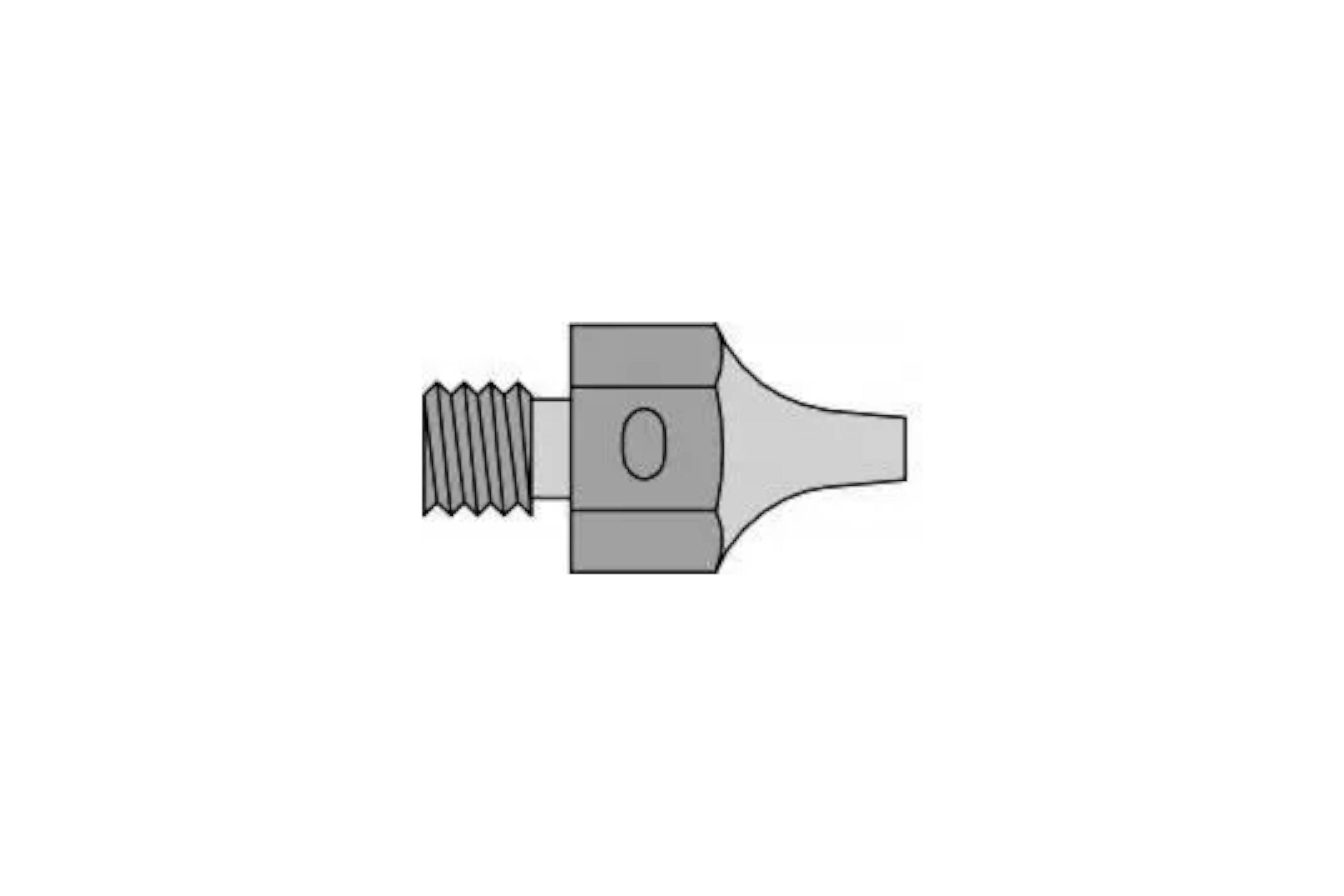 A gray threaded bolt with a hexagonal head and tapered tip shown in side view on a white background.