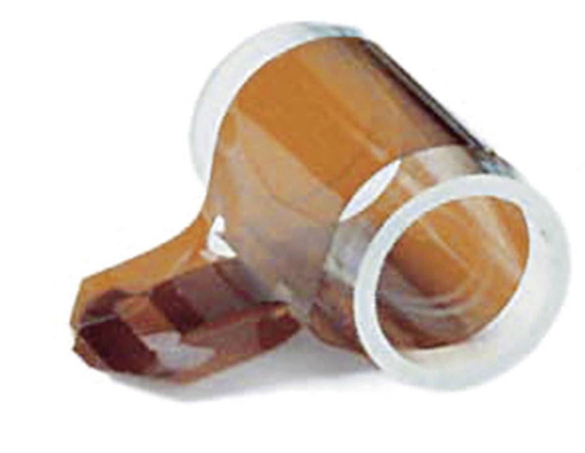Roll of brown adhesive packing tape with white plastic core on a white background.