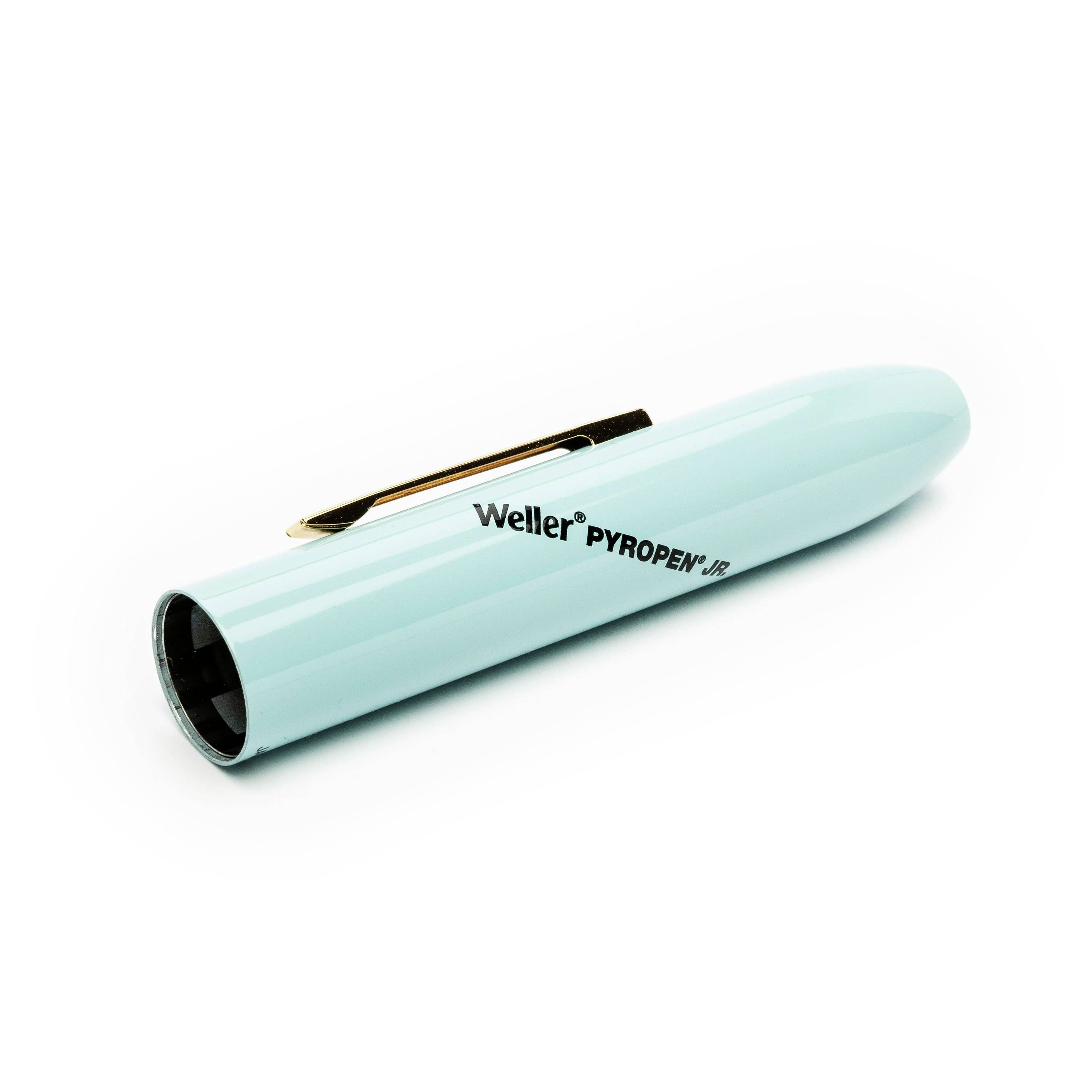 Turquoise Weller Pyropen JR pen-shaped tool with gold clip, shown on a white background.