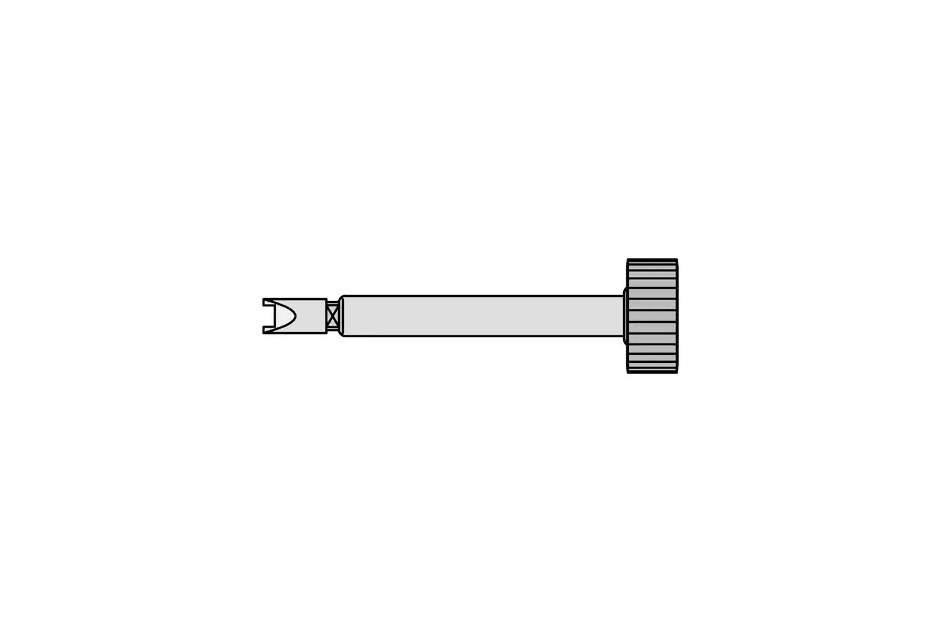 Simple gray mechanical fastener or screw-like tool shown in side view on a white background.