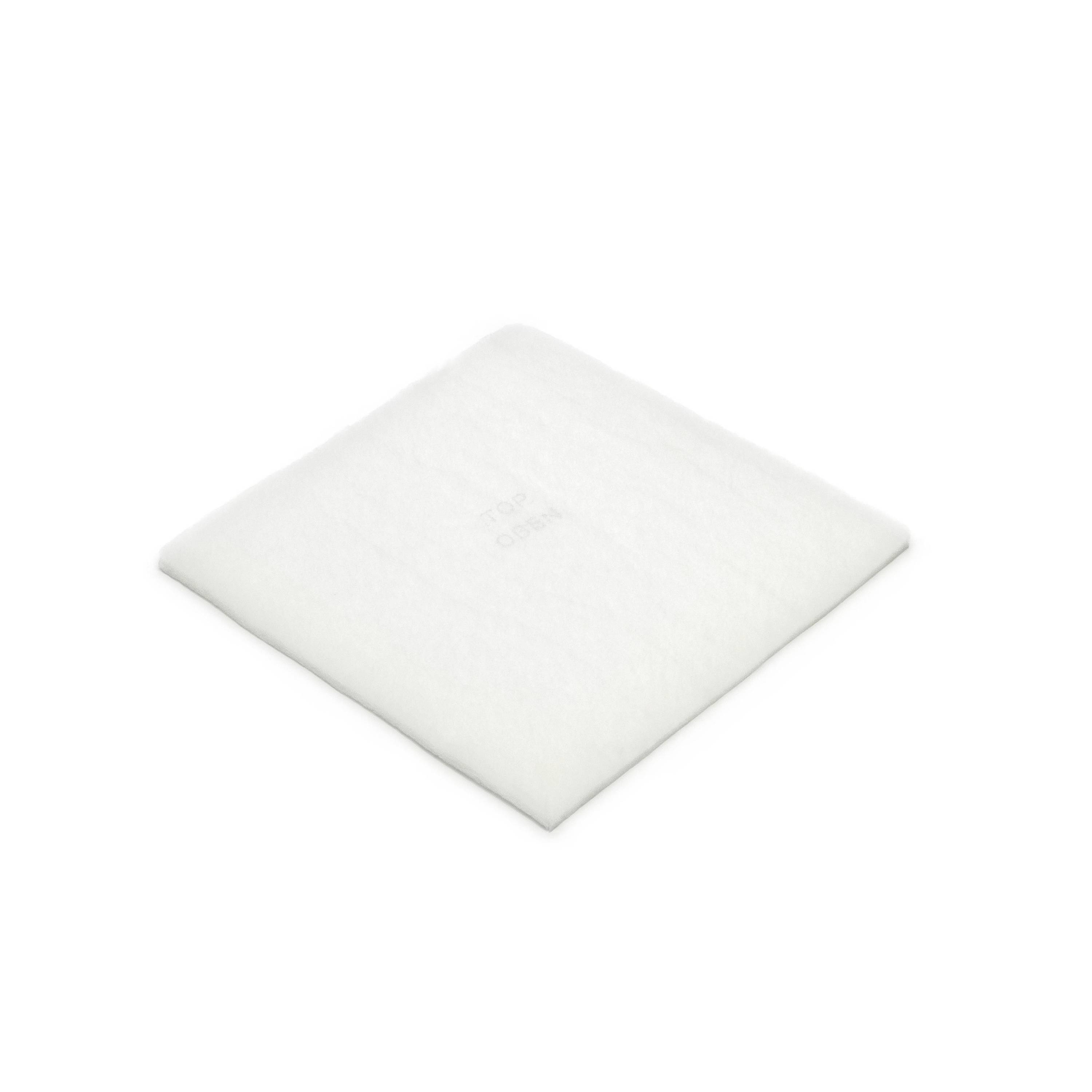 White square cushion or pillow viewed from above on a plain white background.