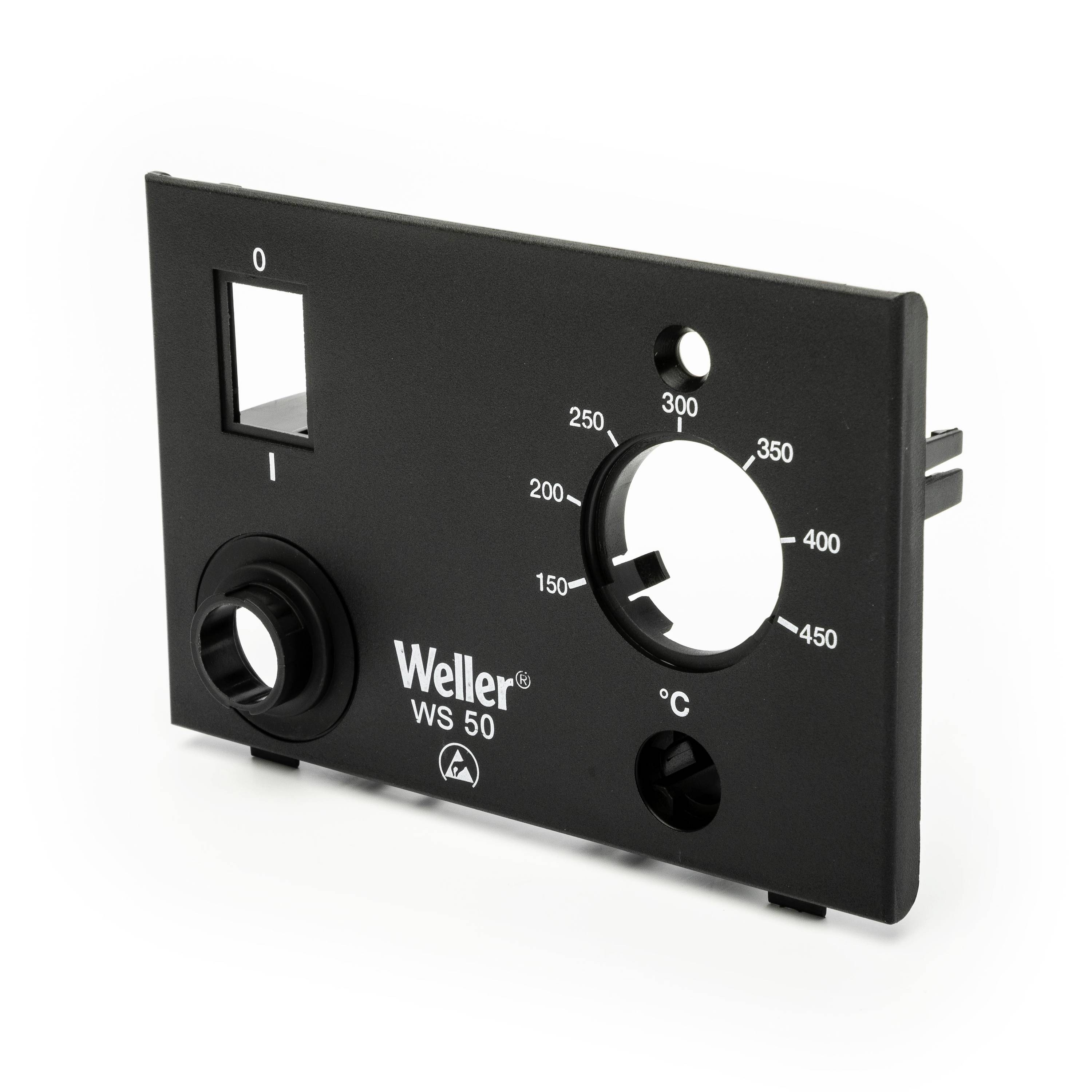 Black Weller WS 50 front control panel with power switch and temperature dial marked 150-450°C.