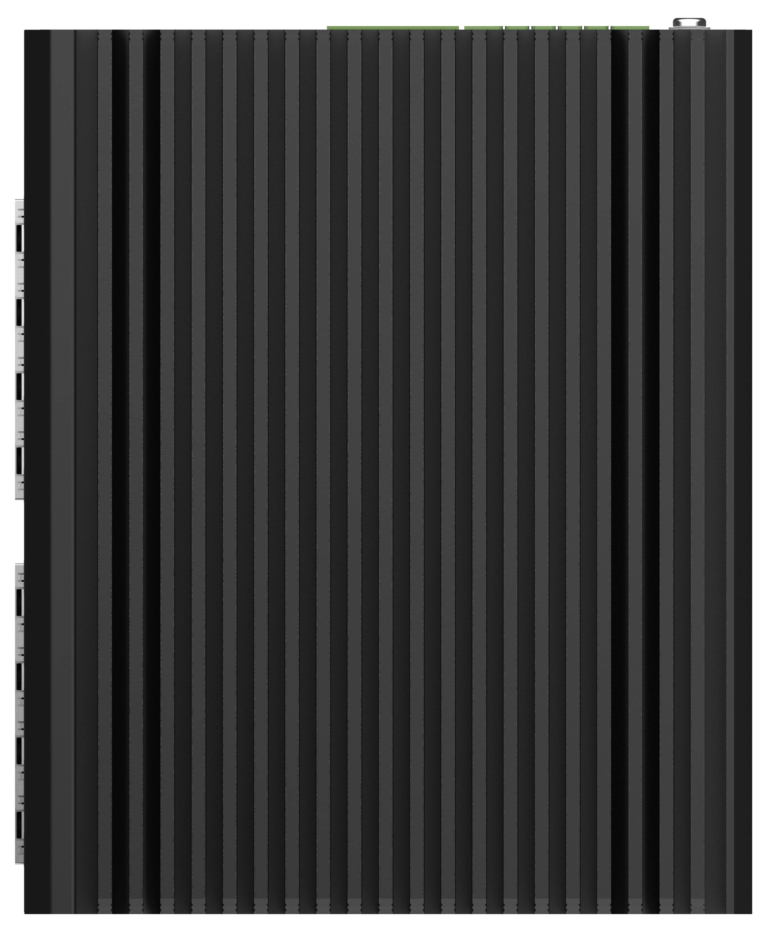 Panneau ou couverture à rayures verticales noires, sans texte visible ni sujet distinct.