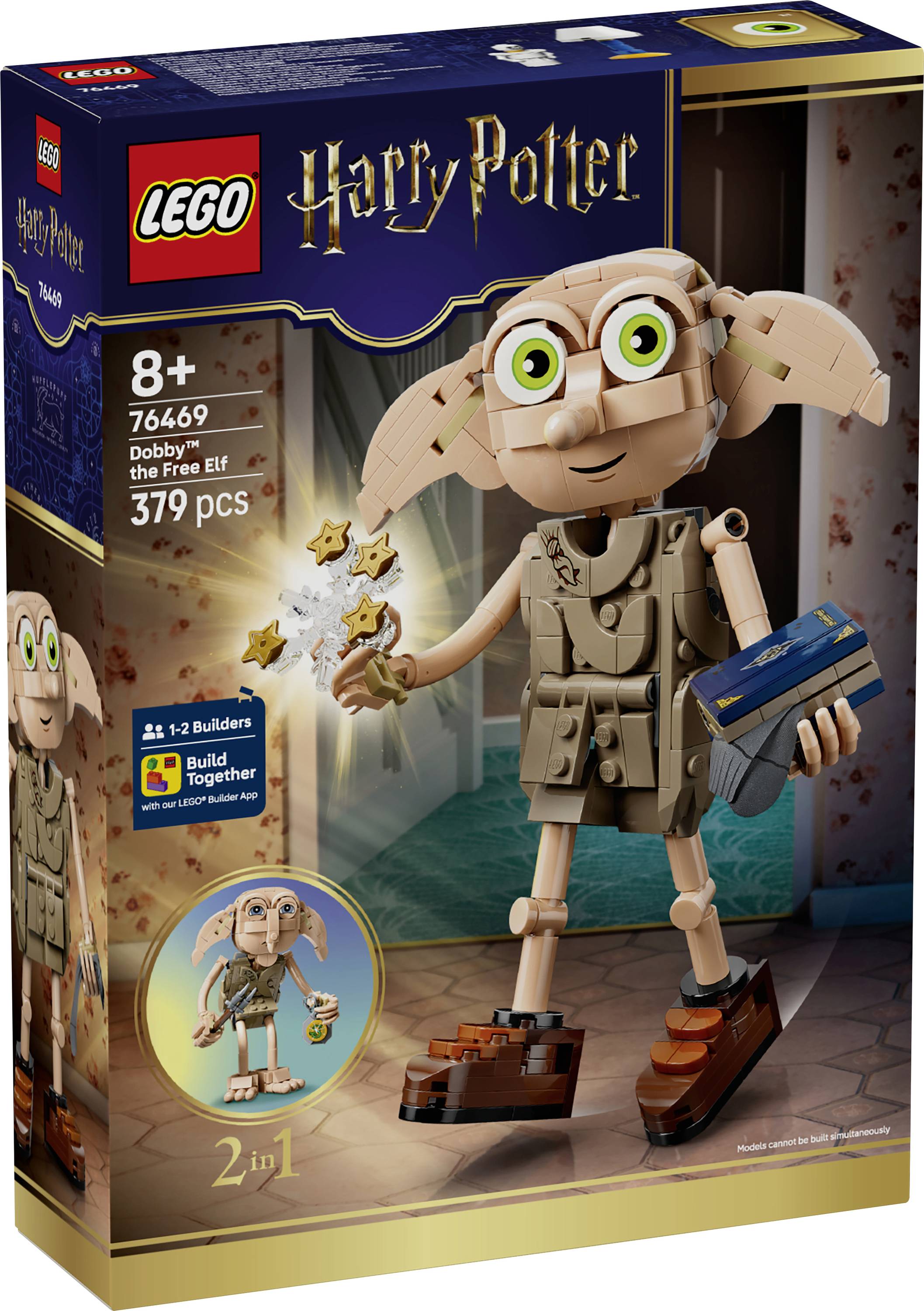 Boîte d'art LEGO Harry Potter Dobby l'Elfe Libéré, à partir de 8 ans, 379 pièces, ensemble 76469, 2 en 1