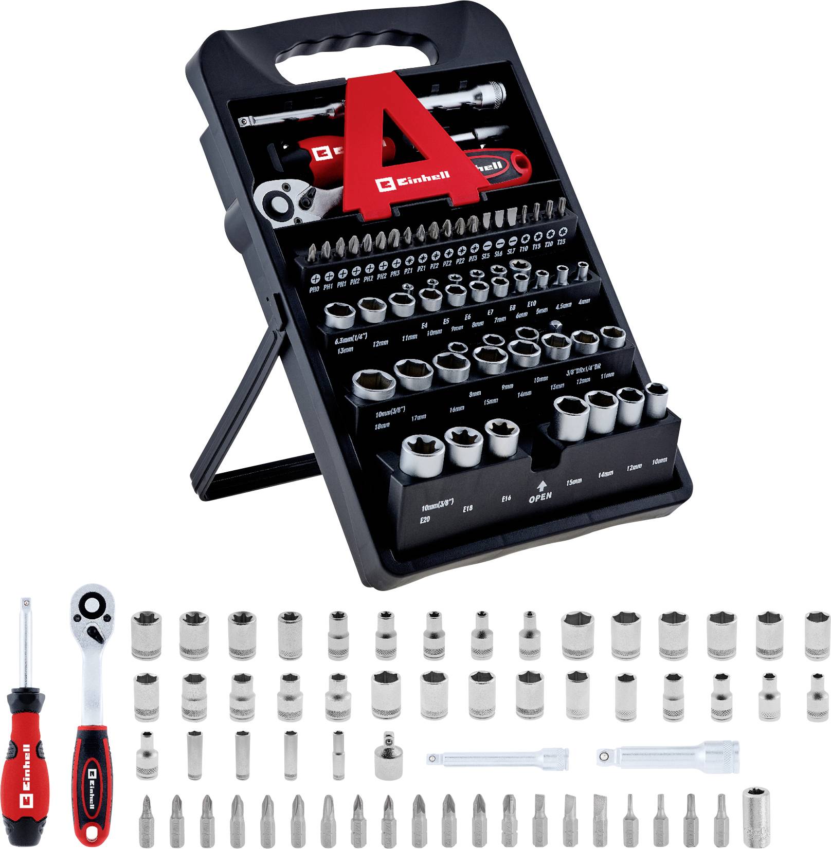 Einhell 372450 Jeu d'embouts 61 pièces vis à fente, PH, PZ, TORX® intérieur