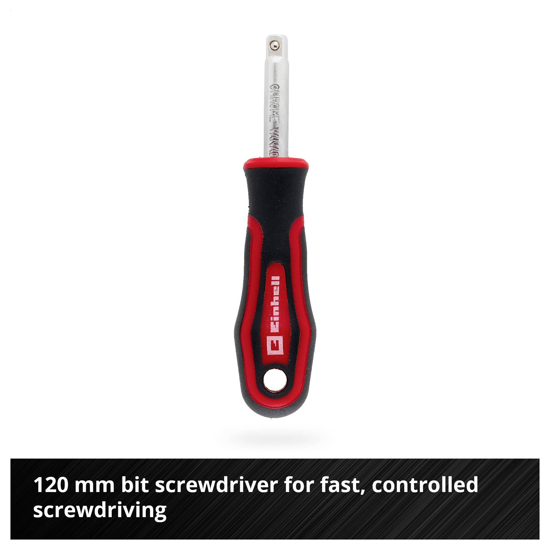 Tournevis pour vis de 120 mm avec poignée noir-rouge pour des travaux de vissage rapides et contrôlés.