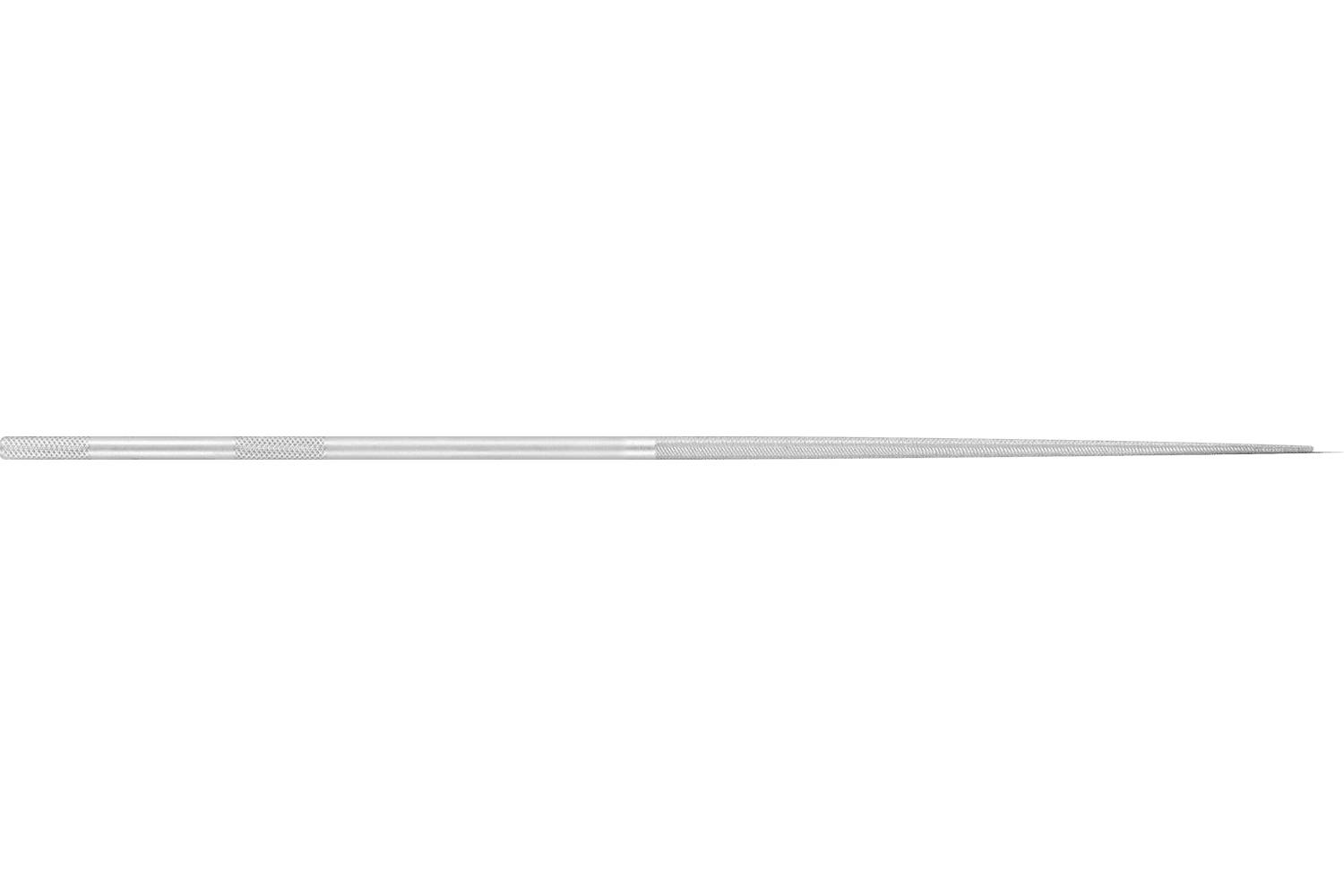 A long, thin silver rod or needle-like object shown horizontally on a white background.