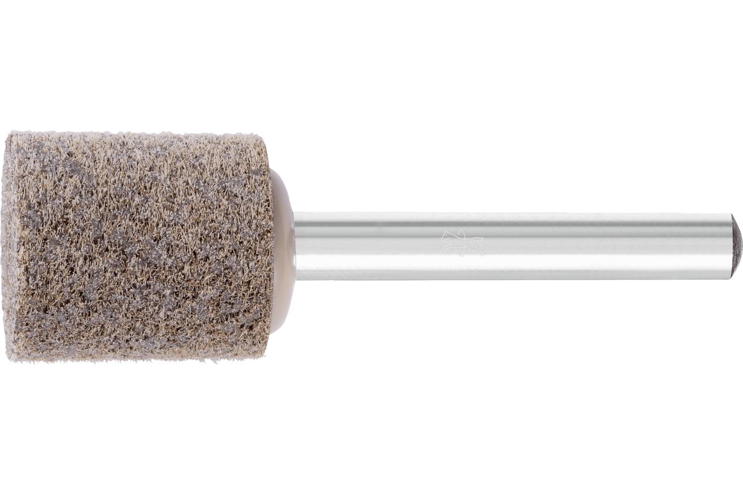 A cylindrical abrasive grinding stone with a metal shank, shown on a white background.