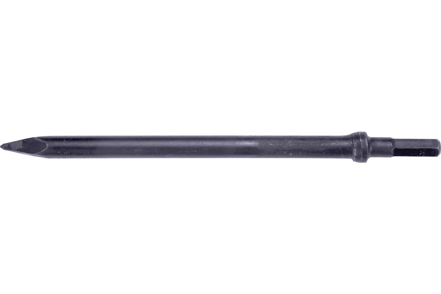 Black hex-shank drill bit with a pointed tip, shown horizontally on a white background.