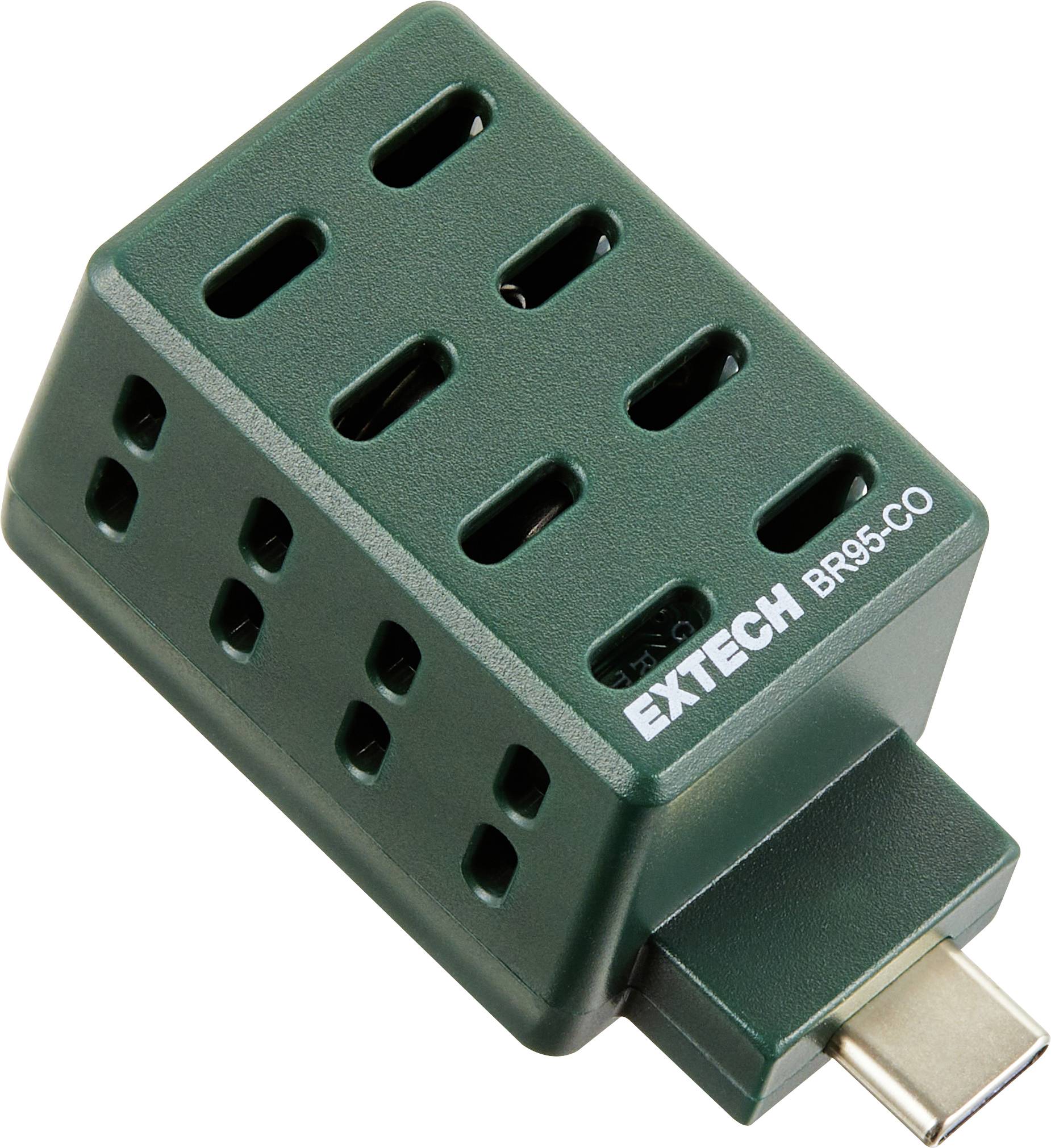 Adaptateur de connecteur USB-C EXTECH BR35-C0 vert ou testeur multiport avec plusieurs emplacements et ouvertures latérales, présenté sur un fond blanc.