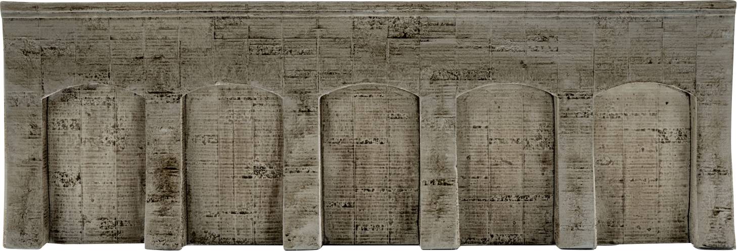 Dalle de pierre ancienne avec six niches arquées sculptées, ressemblant à un fragment architectural ou archéologique usé par le temps.