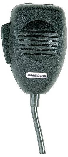 Microphone ou combiné haut-parleur filaire de marque Black President avec grille avant et câble attaché sur fond blanc