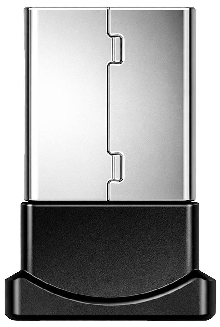 A silver USB flash drive with a black base or cap, shown front view on a white background.