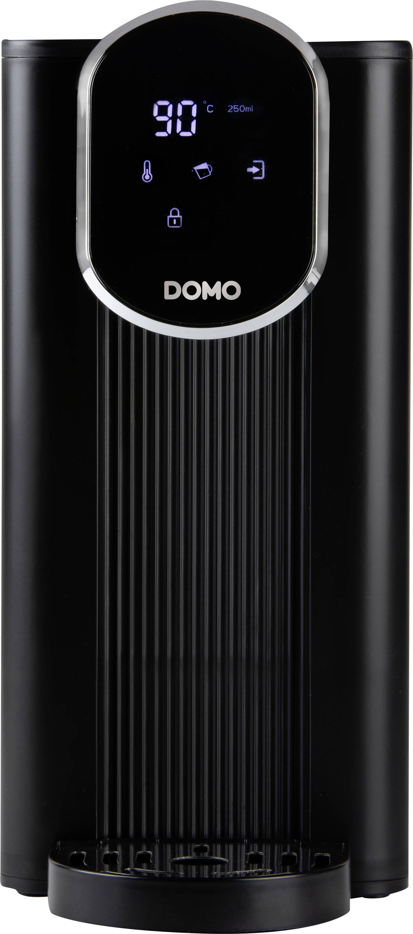 Refroidisseur d'air DOMO noir avec affichage numérique « 90 » et symboles tactiles sur la face avant.