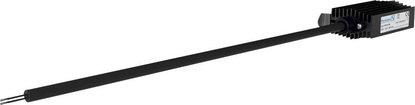 Sonde ou capteur cylindrique noir long avec câble attaché, montré en diagonale sur fond blanc.